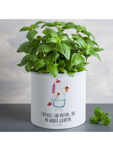 Mr. & Mrs. Panda XL Blumentopf Einhorn Küche mit Spruch in Weiß