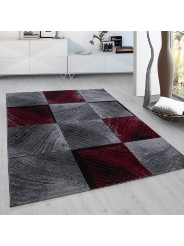 KADIMA DESIGN Teppich Kurzflor Karo-Design Polypropylen Wohnzimmer in Rot