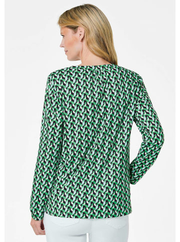 GOLDNER Jerseybluse Elegantes Blusenshirt mit V-Ausschnitt in grün / gemustert