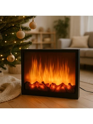 Home&Styling Collection Elektrischer Kamin LED Weihnachtsdeko in Schwarz, (B) 11 x (H) 25 x (L) 41 cm