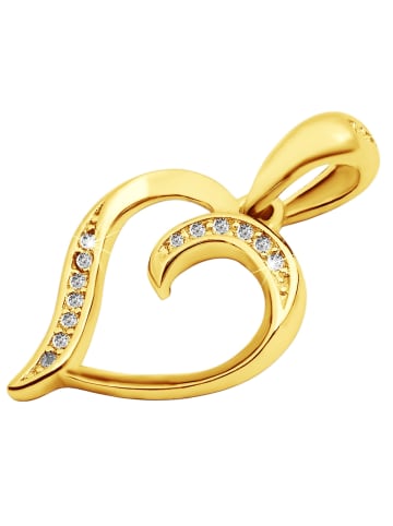 Adeliás Damen Anhänger – Herz Herzanhänger aus 925 Silber mit Zirkonia in gold