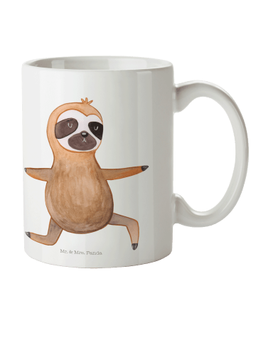 Mr. & Mrs. Panda Camping Tasse Faultier Yoga ohne Spruch in Weiß