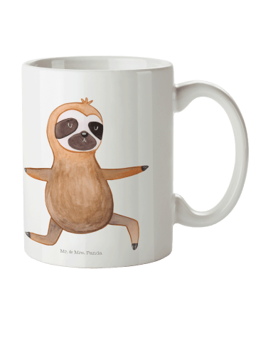 Mr. & Mrs. Panda Kindertasse Faultier Yoga ohne Spruch in Weiß