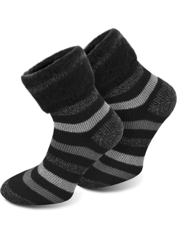 Polar Husky 1 Paar Wintersocken Extrem Hot in Schwarz gestreift