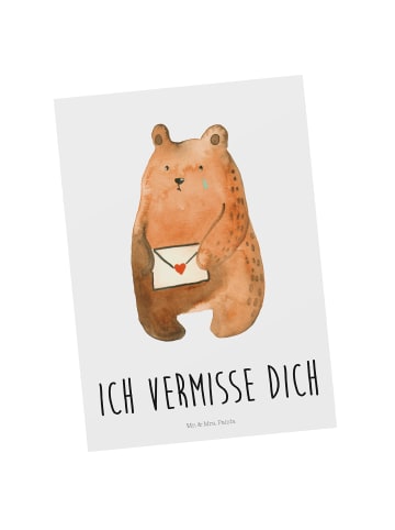 Mr. & Mrs. Panda Ansichtskarte Bär Vermissen mit Spruch in Weiß