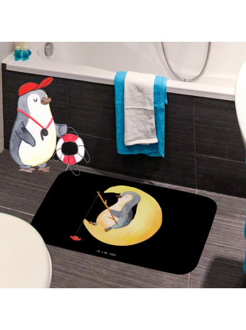 Mr. & Mrs. Panda Badematte Pinguin Mond ohne Spruch in Schwarz