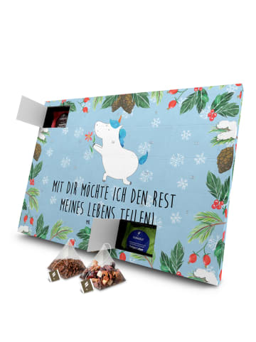 Mr. & Mrs. Panda Advents-Teekalender Einhorn Blume mit Spruch in Eisblau