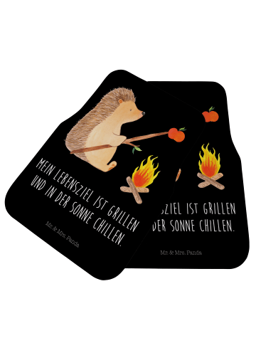 Mr. & Mrs. Panda Autoteppich Igel Grillen mit Spruch in Schwarz
