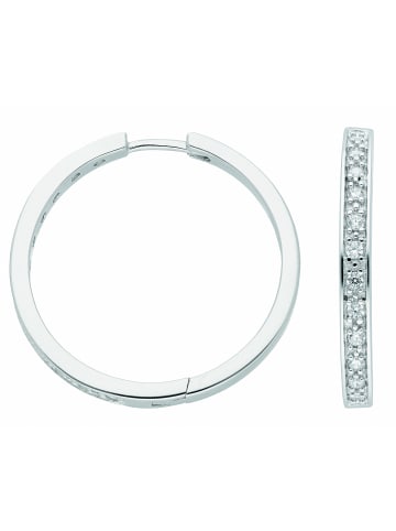 Adeliás Damen 925 Silber Ohrringe / Creolen mit Zirkonia Ø 29,7 mm in silber