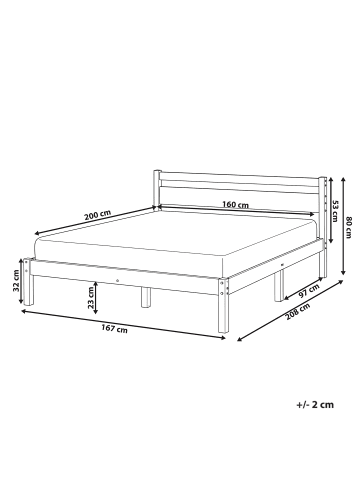 Beliani Doppelbett MERCURER in Braun - (W) 167 x (H) 80 x (L) 208 cm