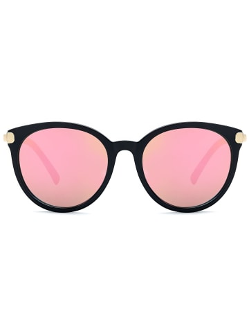 styleBREAKER Cateye Sonnenbrille in Schwarz-Gold / Pink verspiegelt