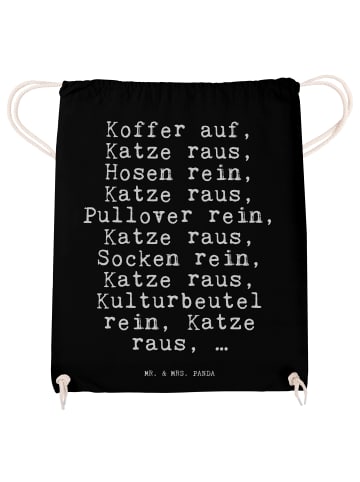Mr. & Mrs. Panda Gym-Tasche Koffer auf, Katze raus,... mit Spruch in Schwarz