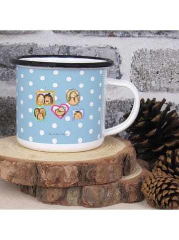 Mr. & Mrs. Panda XL Emaille Tasse Igel Familie ohne Spruch in Blau Pastell