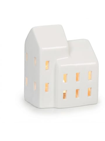 relaxdays Teelichthaus in Weiß - (B)7,5 x (H)9,5 x (T)6 cm