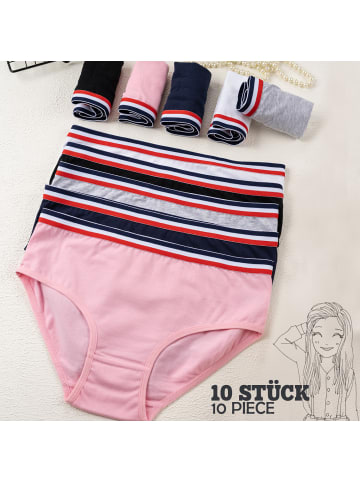 LOREZA 10er Set Slips - Streifen - Bunt