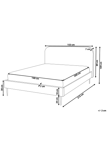 Beliani Doppelbett FLAYAT in Beige/Schwarz - (W) 153 x (H) 109 x (L) 215 cm