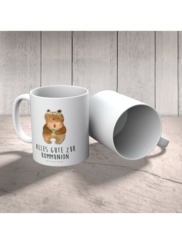 Mr. & Mrs. Panda Mehrwegbecher Bär Kommunion mit Spruch in Weiß