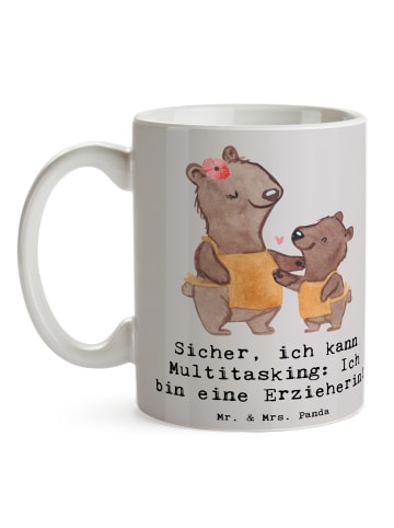 Mr. & Mrs. Panda Trinkbecher Erzieherin Multitasking mit Spruch in Grau Pastell