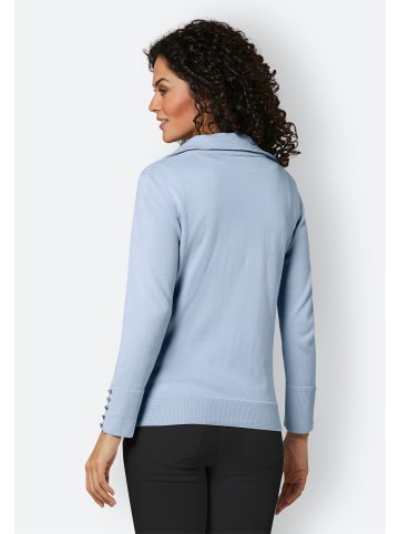 creation L Baumwoll-Strickjacke in eisblau