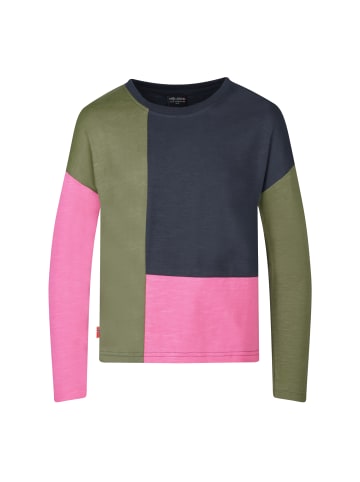 Trollkids Longsleeve "Verdal" in Dunkle Olive/Hellmagenta/Marine