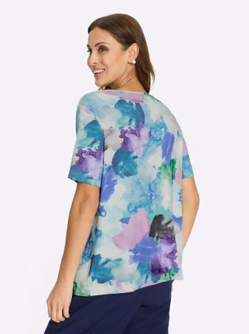 WITT WEIDEN Rundhals-Shirt in eisblau-rosé-bedruckt