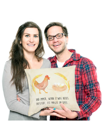 Mr. & Mrs. Panda Kissen Huhn Stolz mit Spruch in Vintage
