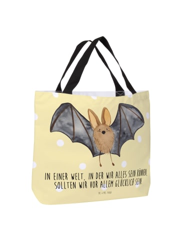 Mr. & Mrs. Panda Strandtasche Fledermaus Flügel mit Spruch in Gelb Pastell