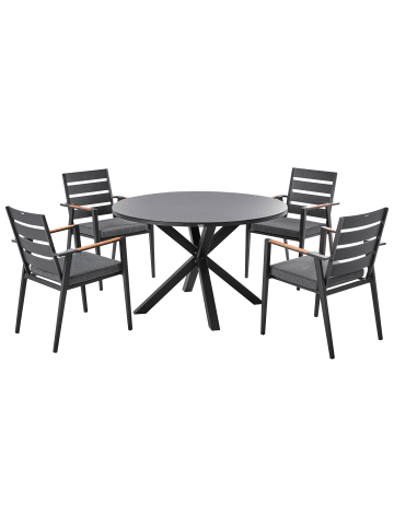 Beliani 5-tlg Gartentisch Set MALETTO/TAVIANO in Schwarz/Braun