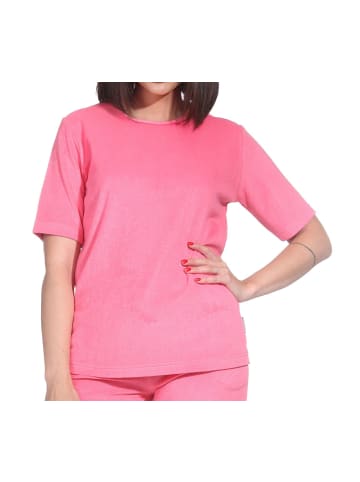 NORMANN Schlafanzug kurzarm Frottee Oberteil Pyjama Shirt Top in pink