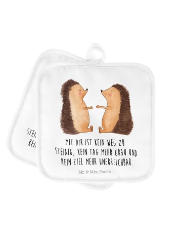 Mr. & Mrs. Panda kochhandschuhe Igel Liebe mit Spruch in Weiß