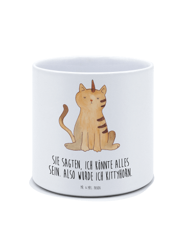 Mr. & Mrs. Panda Blumentopf Keramik Einhorn Katze mit Spruch in Weiß
