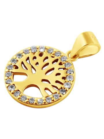 Adeliás Damen Anhänger – Lebensbaumanhänger aus 925 Silber mit Zirkonia in gold