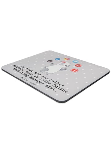 Mr. & Mrs. Panda Mauspad Online Marketing Manager Herz mit Spruch in Grau Pastell
