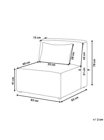 Beliani Sofaelement LEMVIG in Beige - (W) 83 x (H) 78 x (L) 83 cm