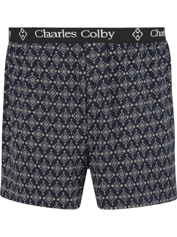 Charles Colby 2er Pack Boxershorts LORD HOPKINSON in dunkelblau gemustert