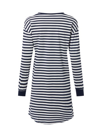 Skiny Pyjama-Shirt in marine weiß