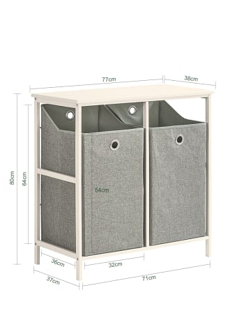 SoBuy Wäschekorb-Ständer in Elfenbeinweiß - (W) 38 x (H) 80 x (L) 77 cm