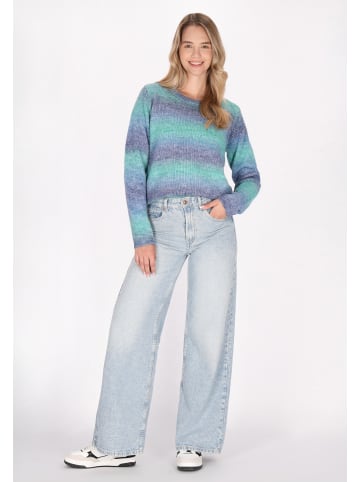 myMo Damen Sweater in Blau Mehrfarbig