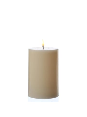 Deluxe Homeart LED Kerze Mia Echtwachs flackernd H: 15cm D: 10cm in creme