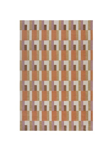 KADIMA DESIGN Teppich Kurzflor Kachel Muster, Geometrisch, Wohnzimmer in Orange-Natur
