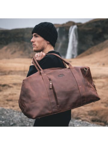 SID & VAIN Leder-Reisetasche Leder Weekender Unisex YALEZIP in braun