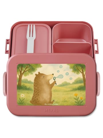 Mr. & Mrs. Panda Essensbox Bär Seifenblasen Design ohne Spruch in Rot Pastell