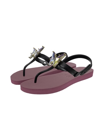 Uzurii Luxury Footwear platte hausschuhe Selena Butterfly Chrystal in rubin