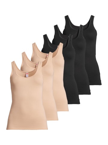 Conta Unterhemd / Top Feinripp in Schwarz / beige