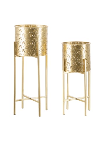 Mauro Ferretti Set mit 2 goldenen Metall-Pflanztöpfen Ø cm 21x52-19x42