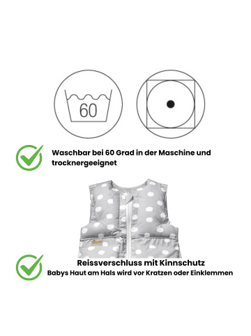 Kinderhaus Blaubär ARO Artländer Daunenschlafsack TOP in Silber Flocken