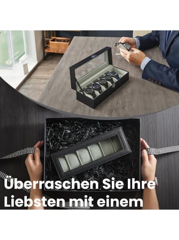 SONGMICS Uhrenbox Bridie in schwarz-grau - (B)30 x (H)8 x (T)11.2 cm
