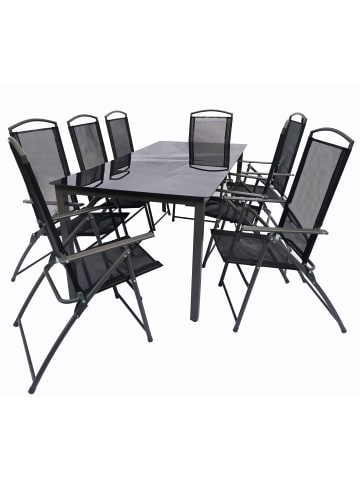 VCM  9-tlg Sitzgruppe Gartenmöbel Tisch Stühle Set 190S in Anthrazit