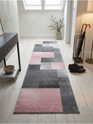 KADIMA DESIGN Teppich Kurzflor Waschbar Karo SOLDA Strapazierfähig OEKO-TEX in Pink