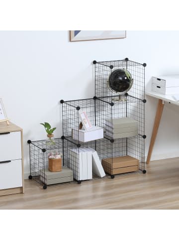HOMCOM Würfelregal-109L x 37B x 109H cm-Schwarz